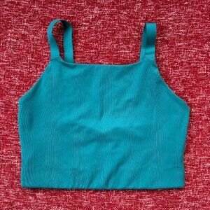 Girlfriend Collective Mia High Neck Sports Bra Womens M Teal Compressive Support
